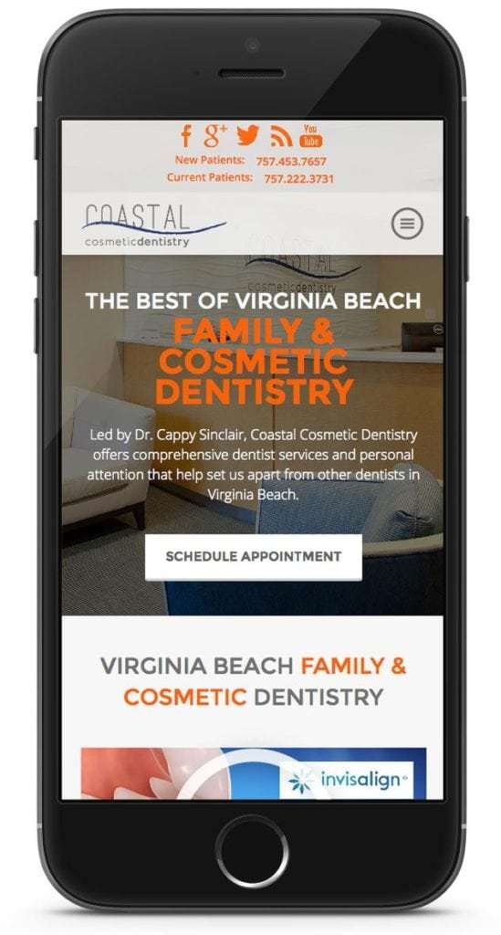 Mobile version of dental website by Dental Revenue