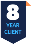 Badge that shows how long a client has been with us
