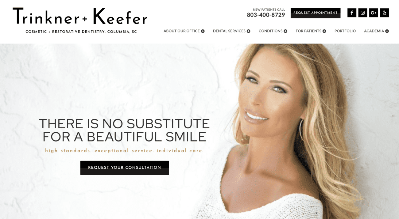 Screenshot of dental website