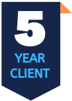 Badge that shows how long a client has been with us