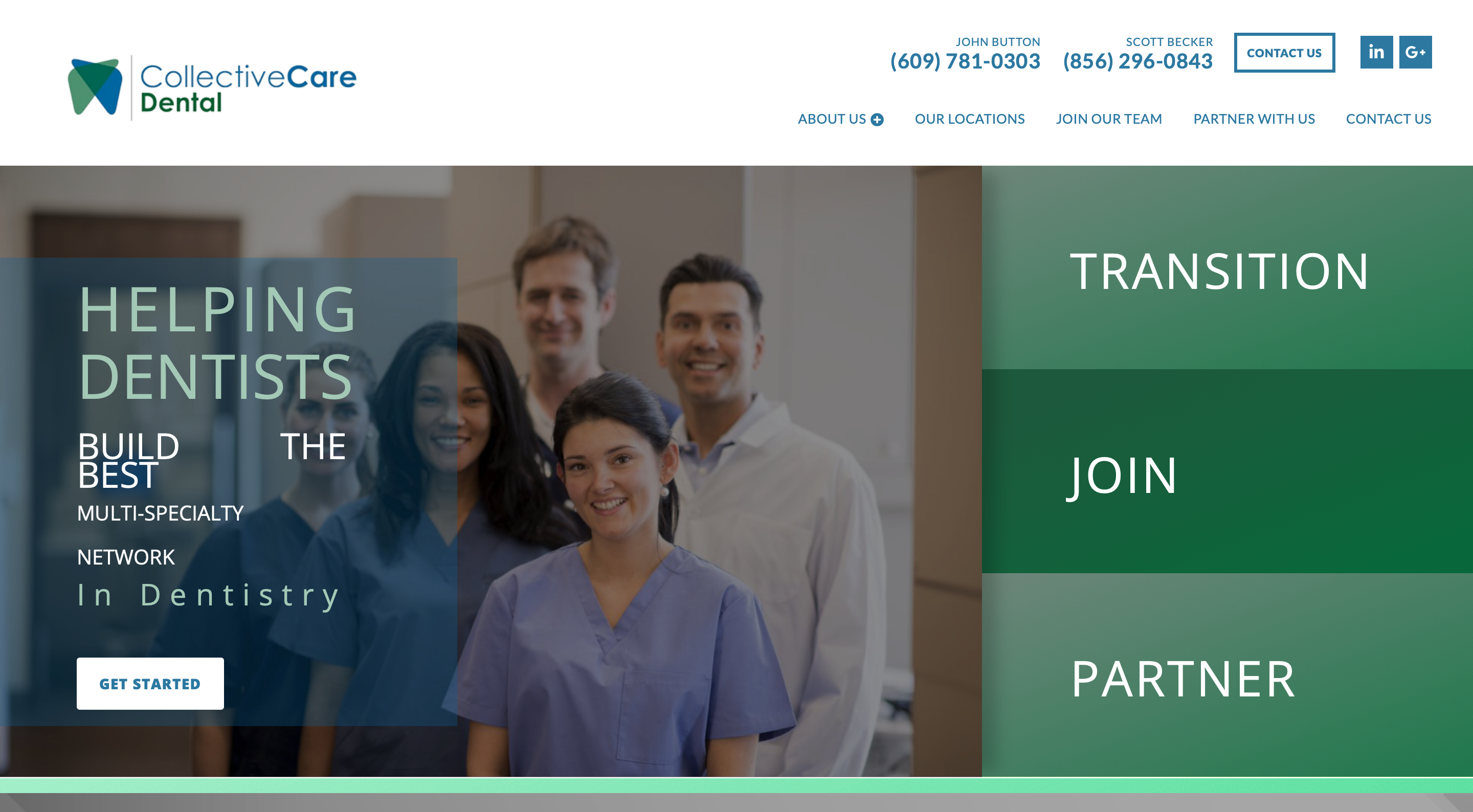 Screenshot of dental website