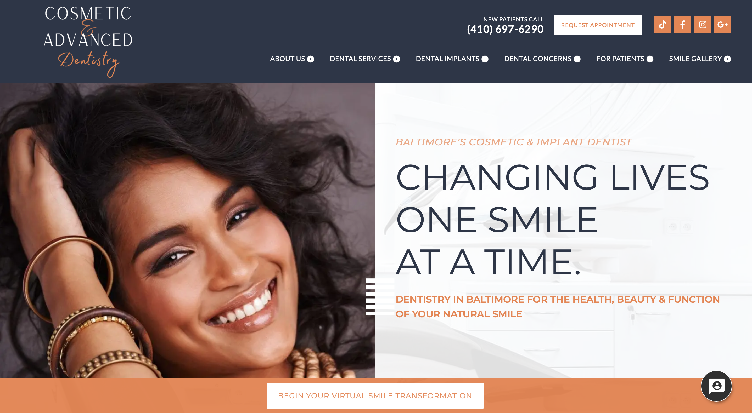 Screenshot of dental website