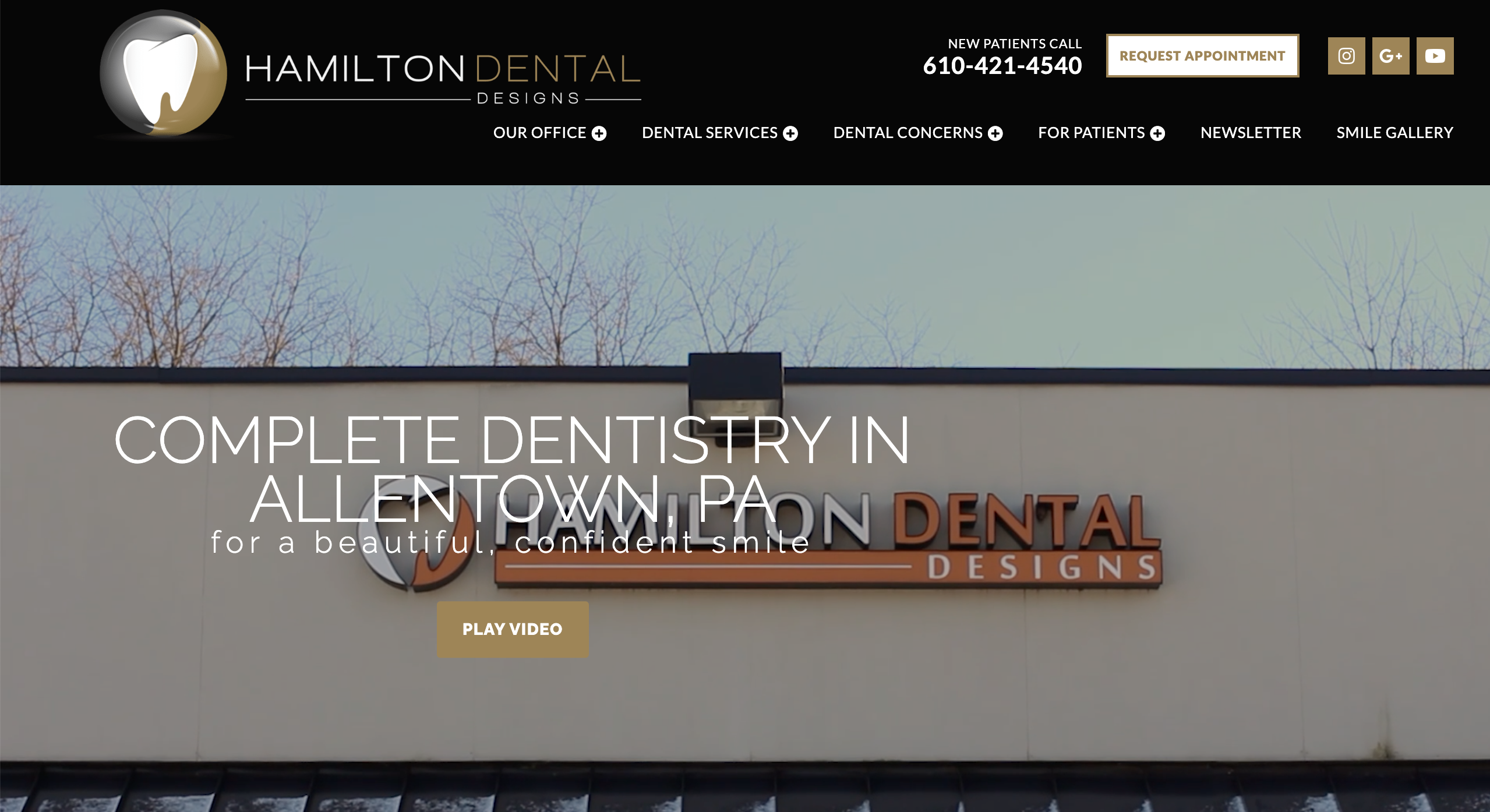 Screenshot of dental website