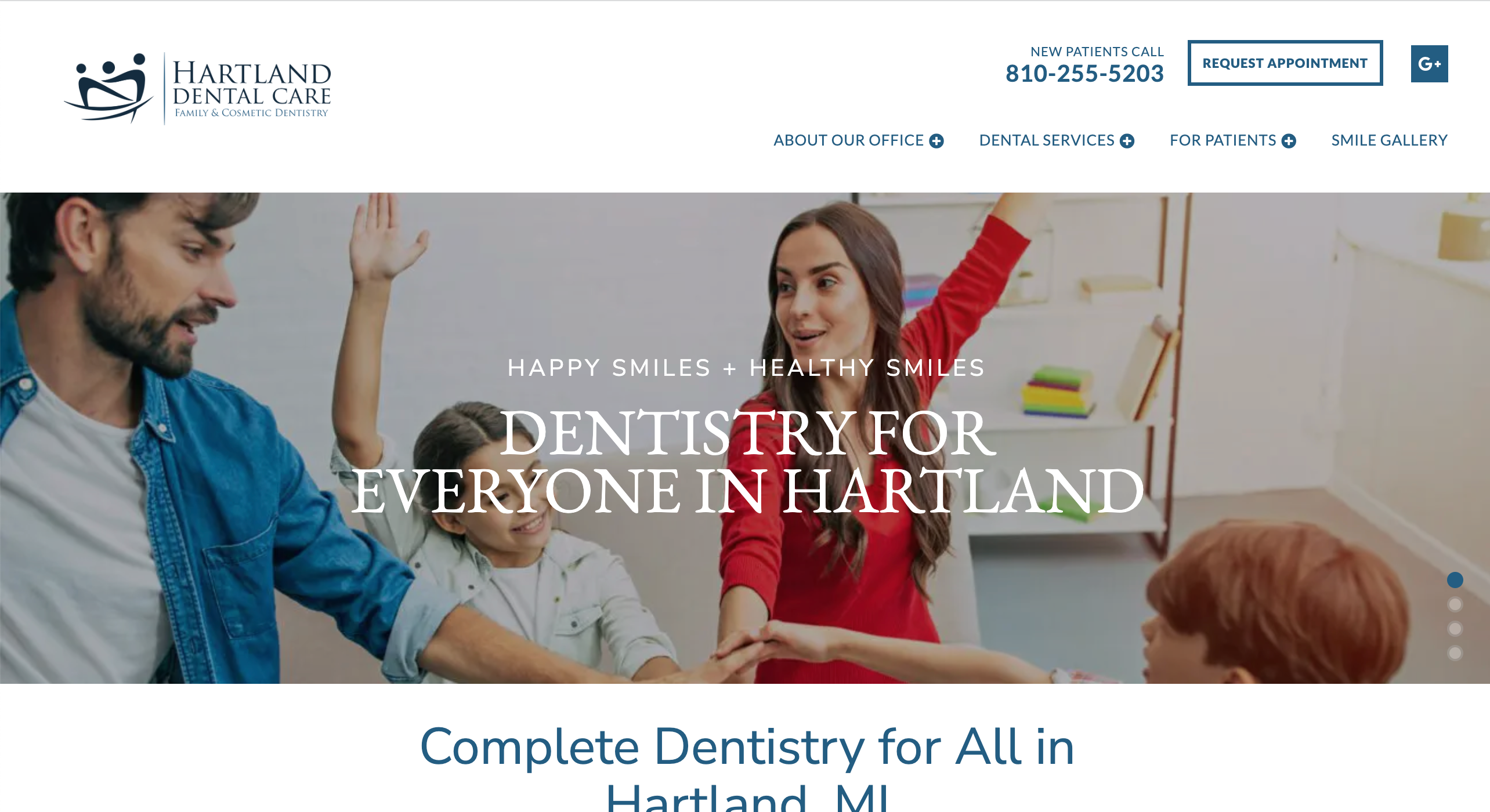 Screenshot of dental website