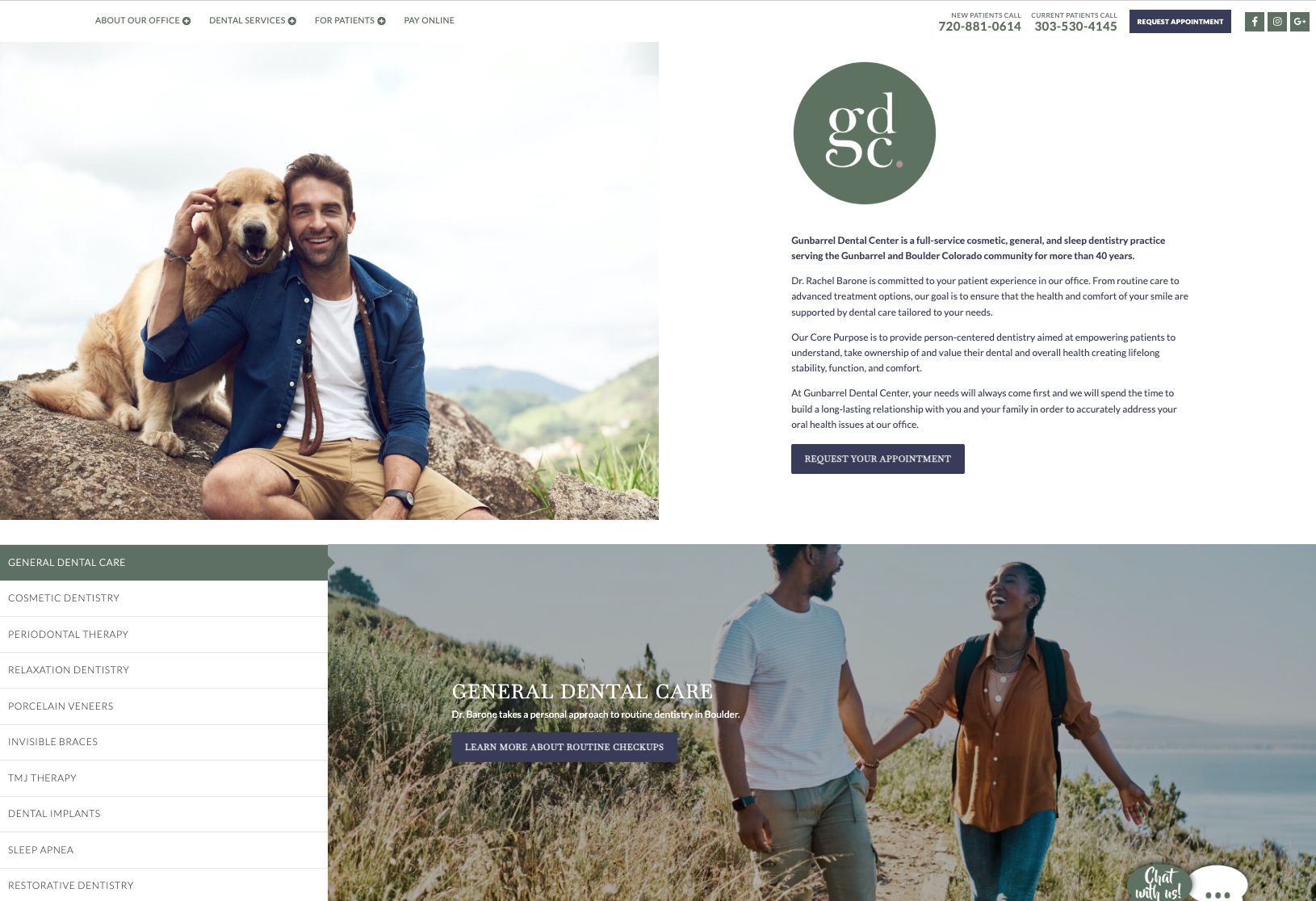 Screenshot of dental website