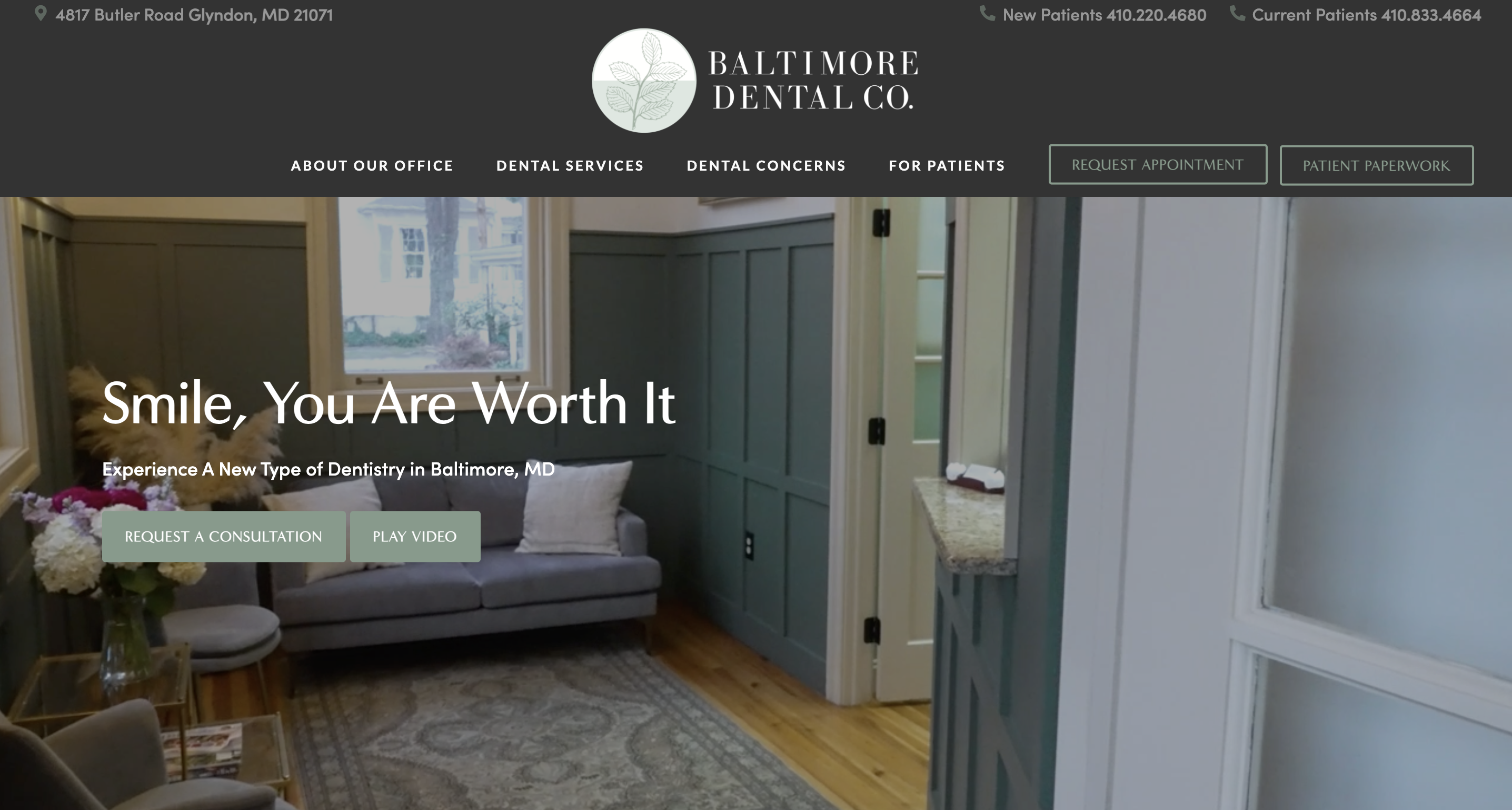 Screenshot of dental website