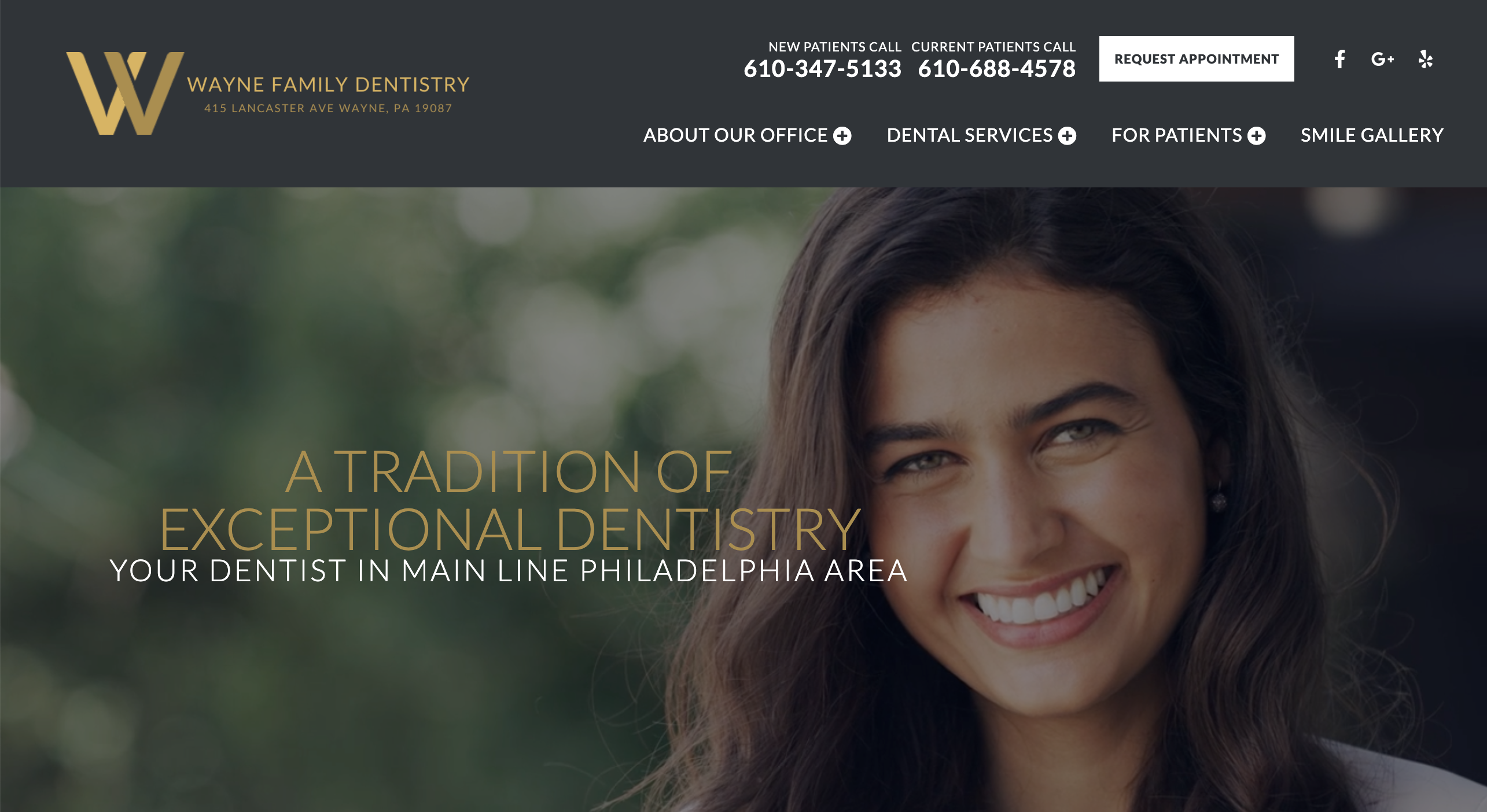 Screenshot of dental website