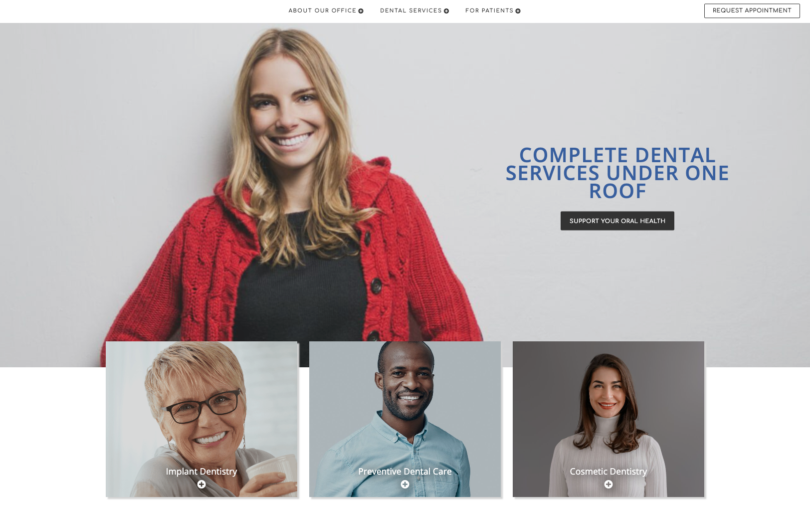 Screenshot of dental website