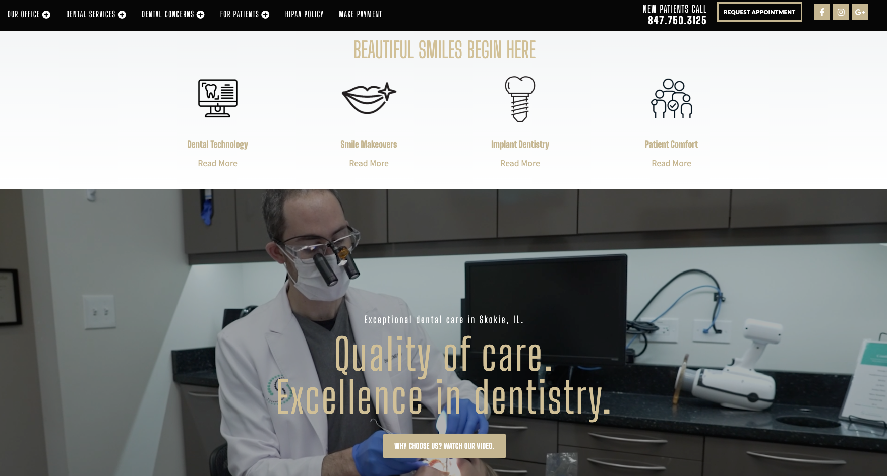 Screenshot of dental website