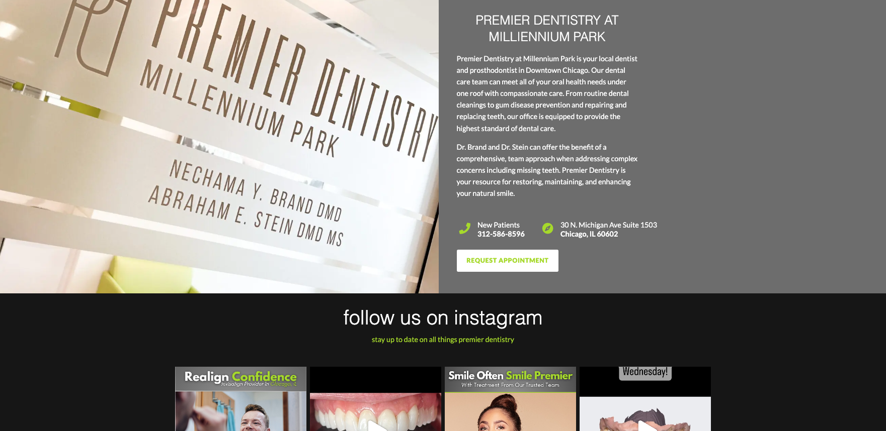 Screenshot of dental website