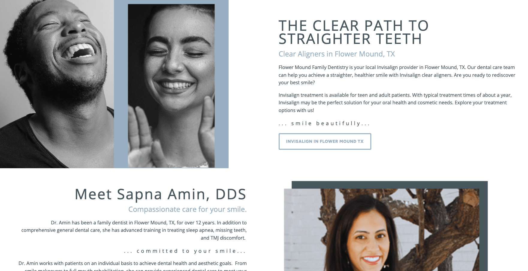 Screenshot of dental website