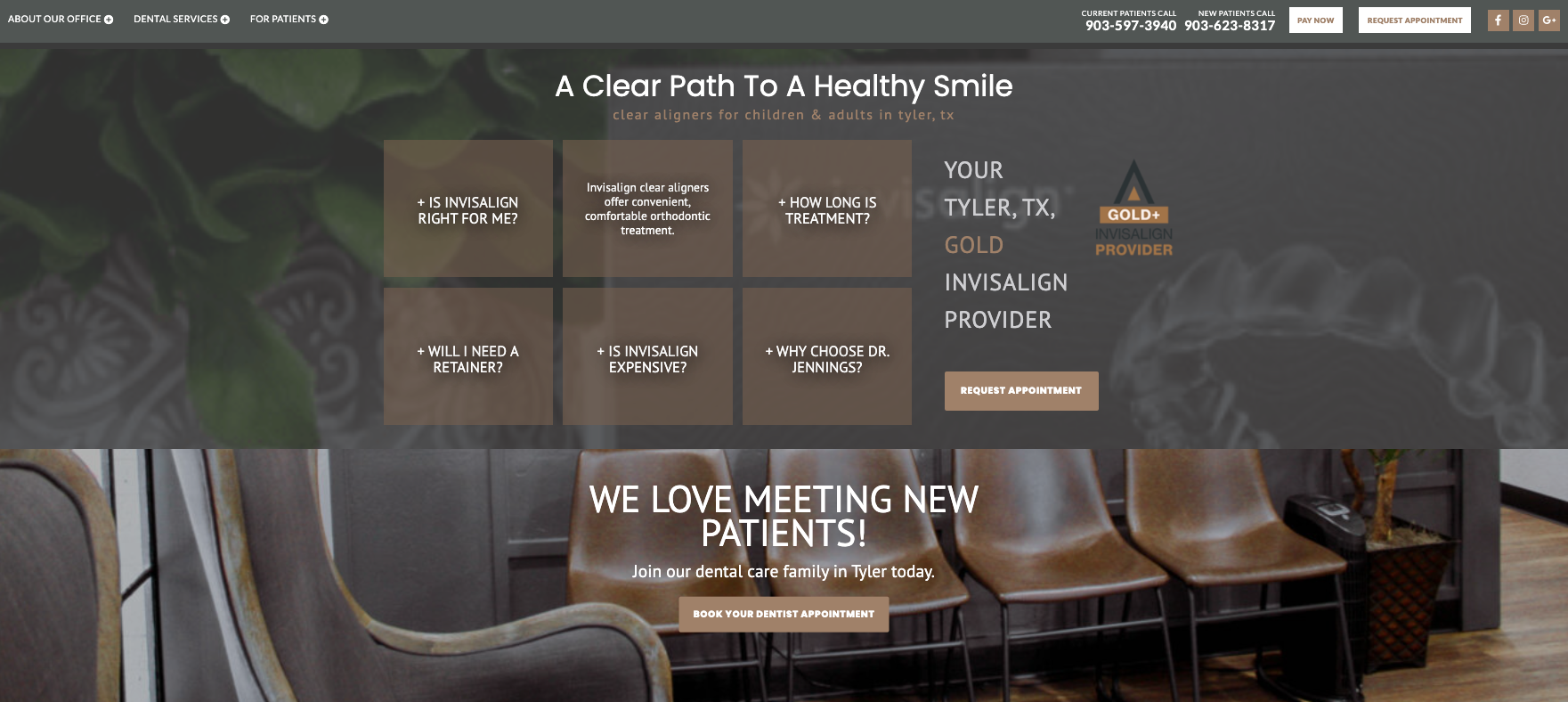 Screenshot of dental website
