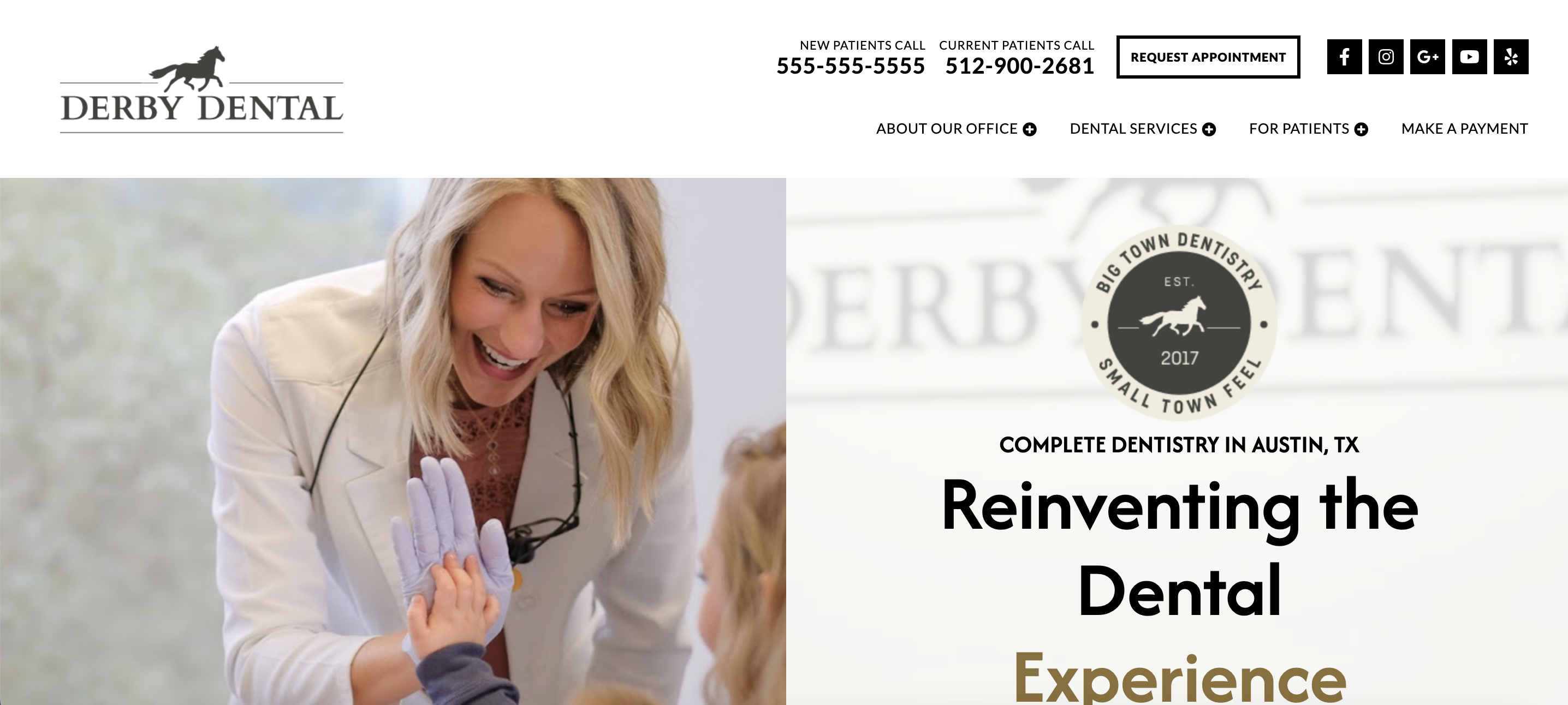 Screenshot of dental website
