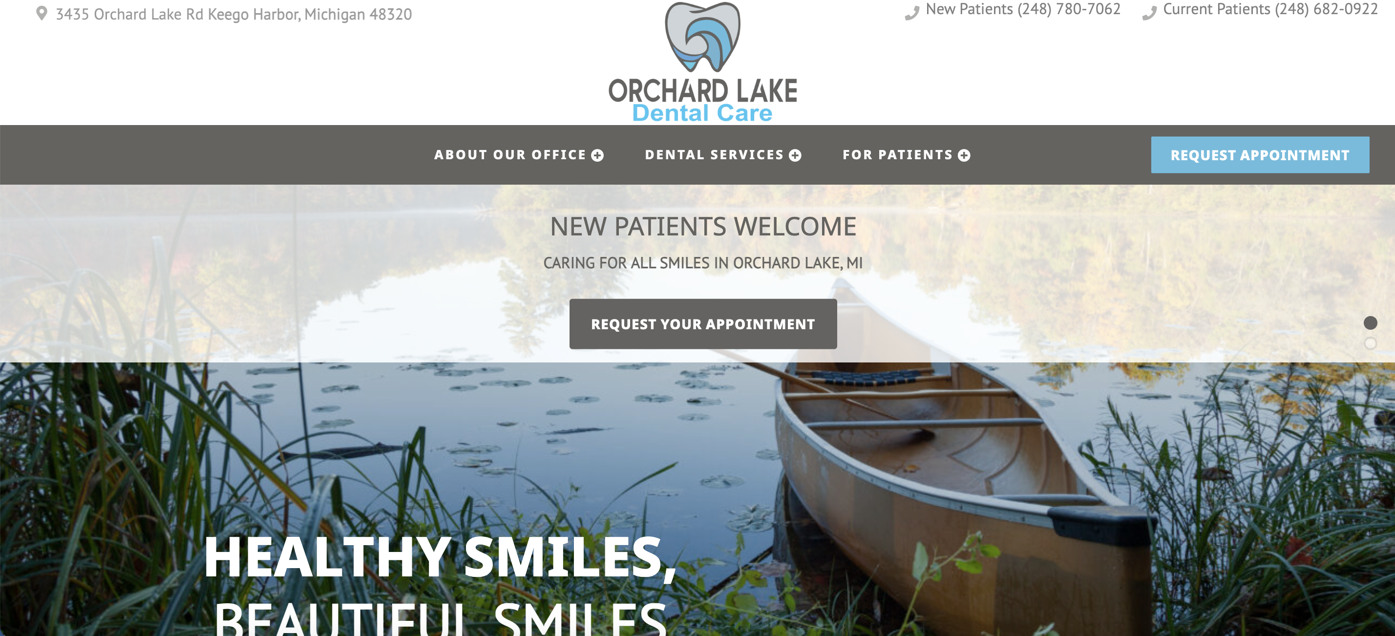 Screenshot of dental website