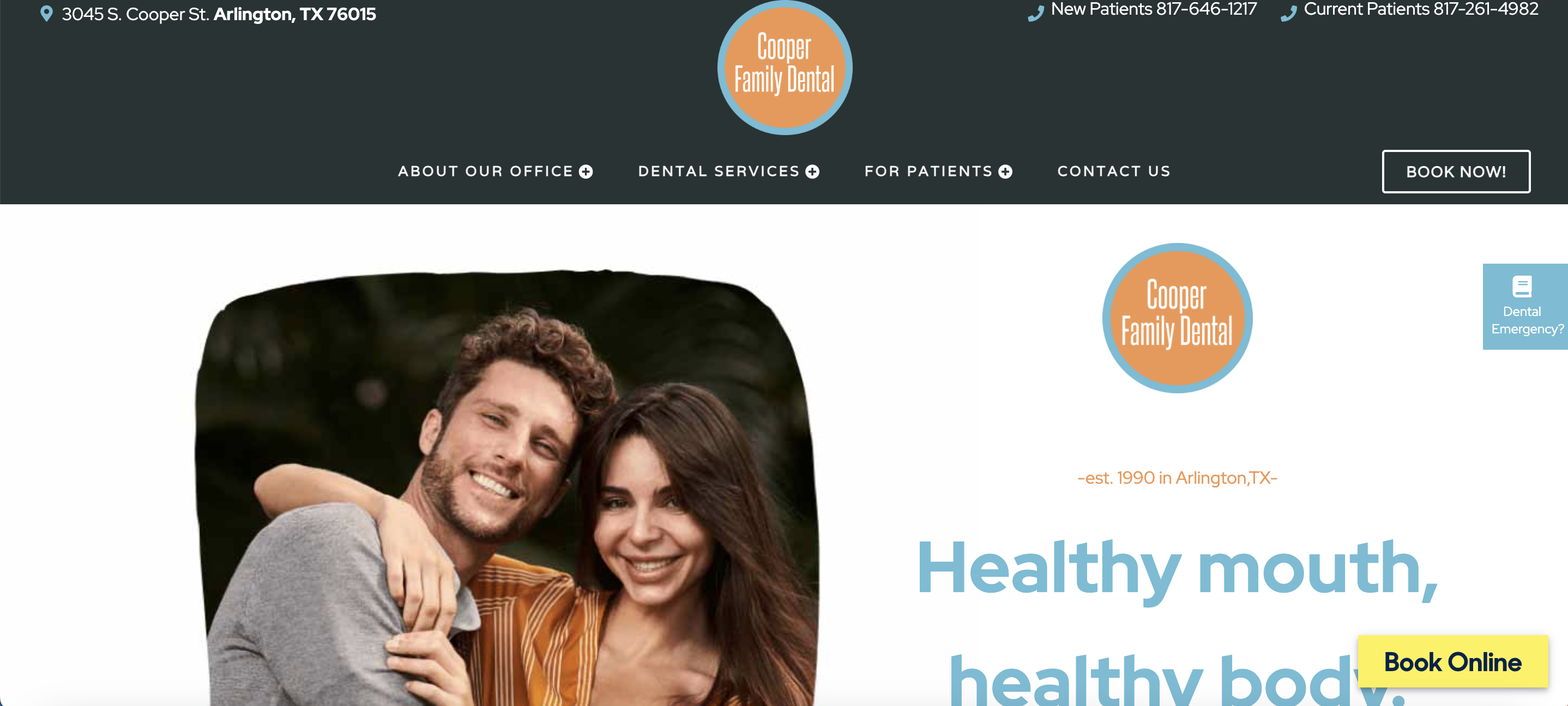 Screenshot of dental website