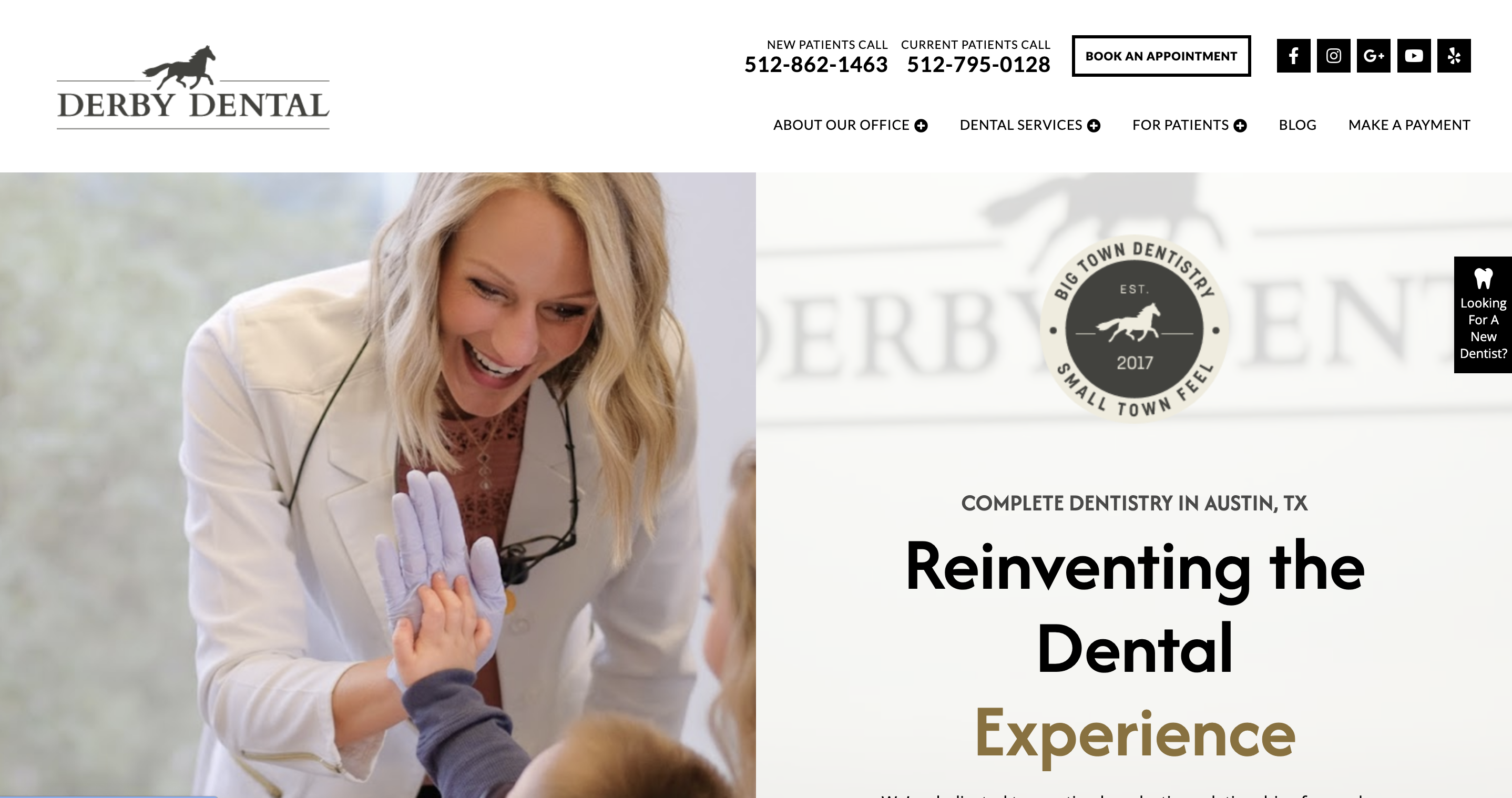 Screenshot of dental website
