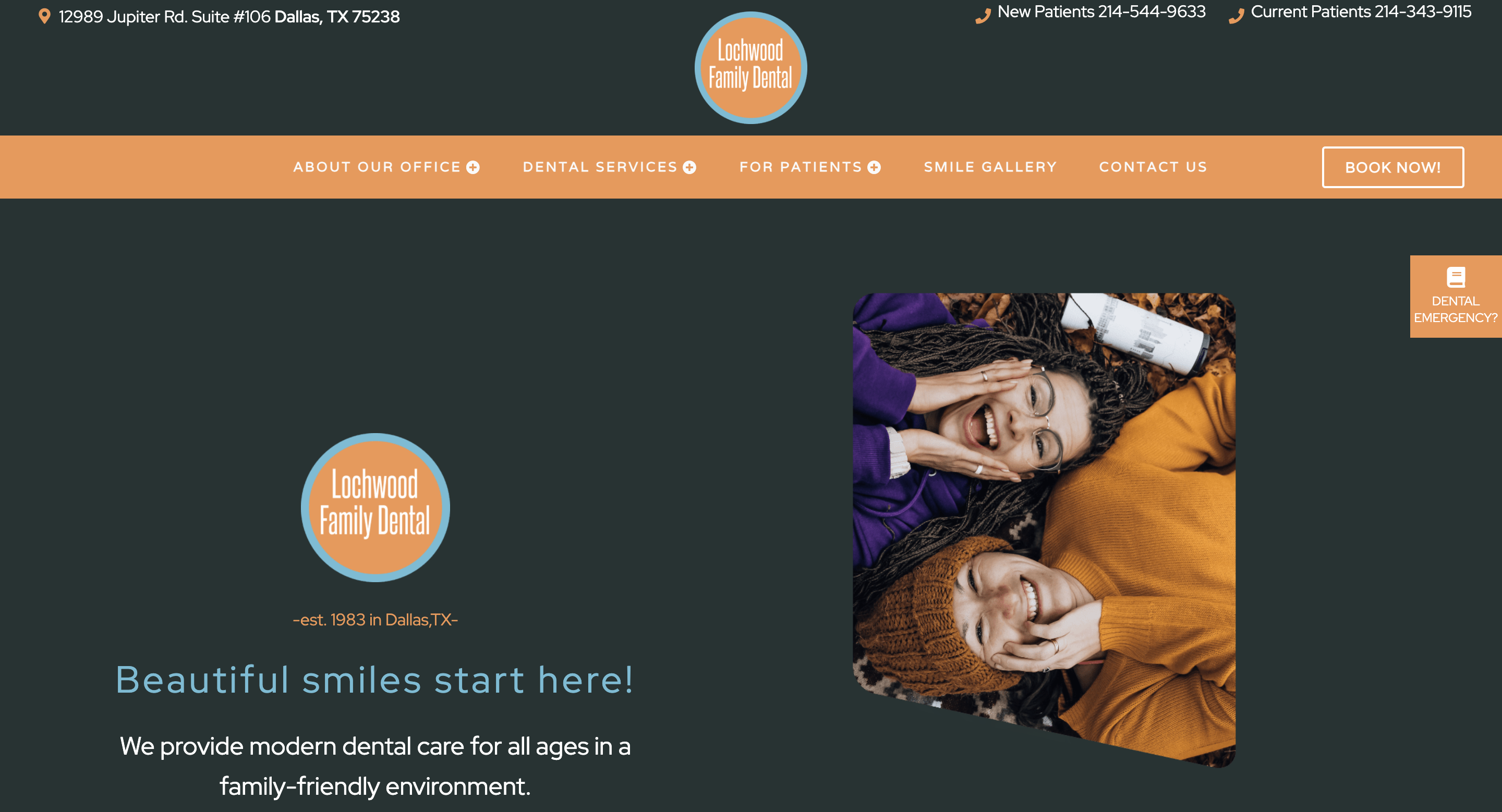 Screenshot of dental website